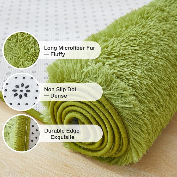Andency 8x10 Area Rugs for Living Room, Olive Green Non-Slip Fluffy Soft Large - Image 6