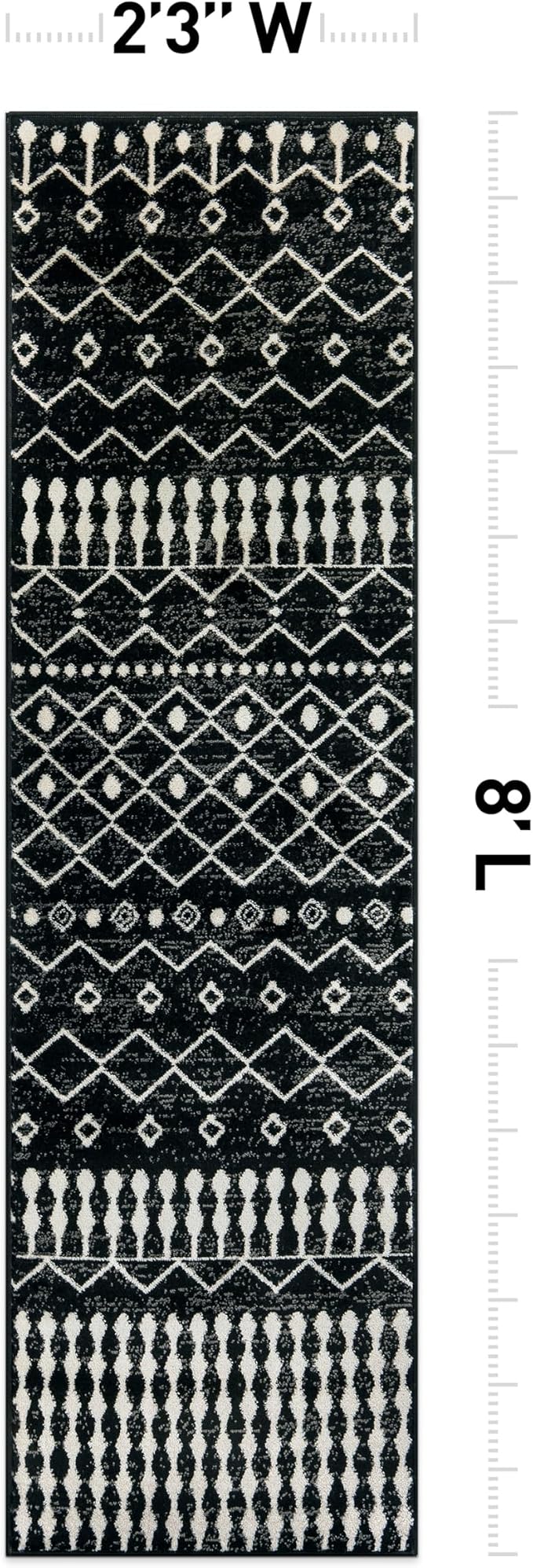 Rugshop Boho Black and White Tribal Area Rug – Geometric Diamond and Stripe - Image 2
