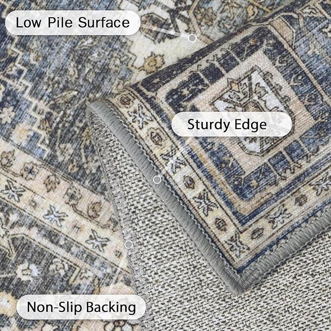 GENIMO 8x10 Area Rugs for Living Room, Machine Washable Non Slip Vintage Rugs - Image 4
