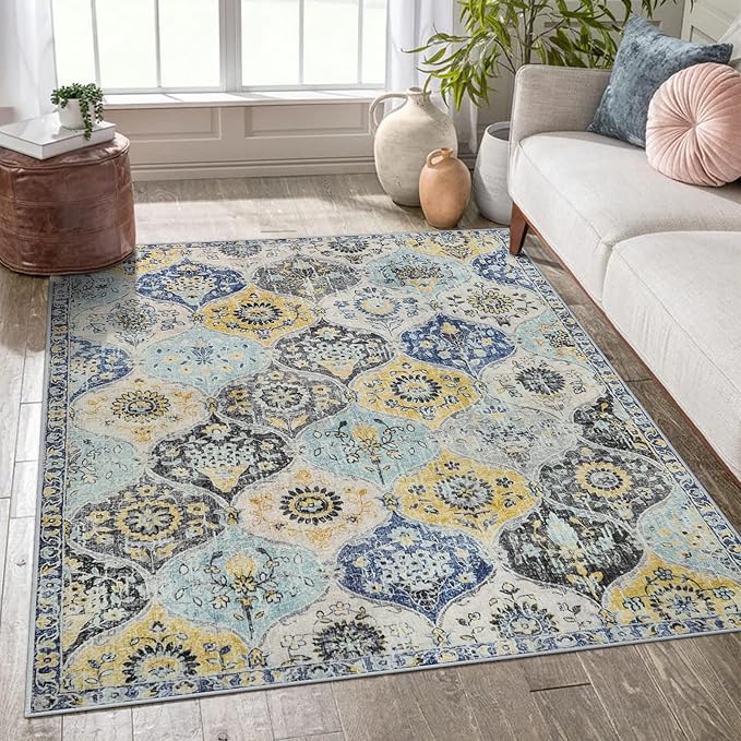 Lahome Moroccan Trellis Washable Area Rugs 5x7, 5x7 Area Rugs by Lahome
