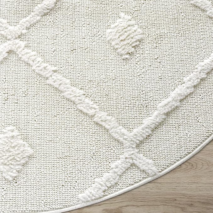 Antep Rugs Palafito 5x5 Geometric Shag Diamond High-Low Pile Textured Indoor - Image 4
