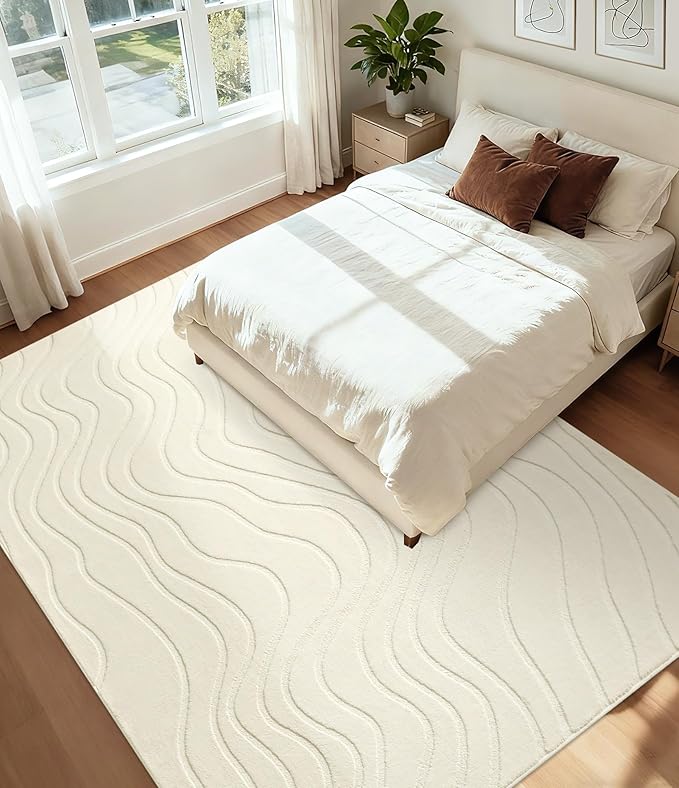 YIHOUSE 6x9 Abstract Line Area Rug, Modern Washable Stain Resistant Rugs Non - Image 6