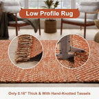 Collive Small Bathroom Rug, Terracotta Cotton Reversible Washable Kitchen Rug - Image 5