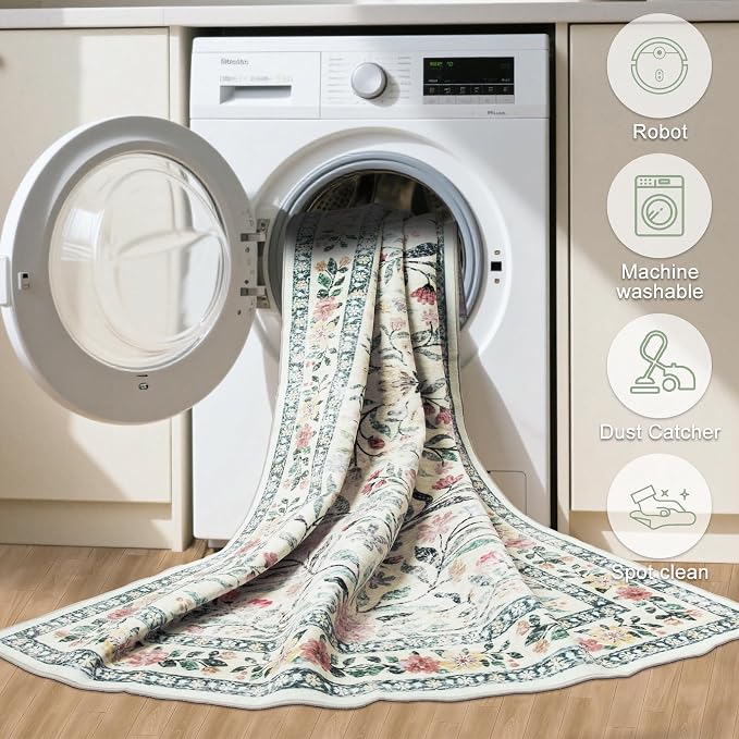 6x9 Area Rugs for Living Room: Floral Washable Rug Vintage Large Soft Boho - Image 6