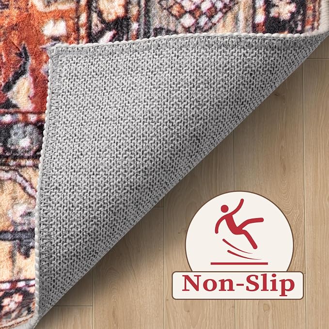 SERISSA Boho Round Area Rug, 4ft Washable Non-Slip Circle Rug, Ultra Soft - Image 4