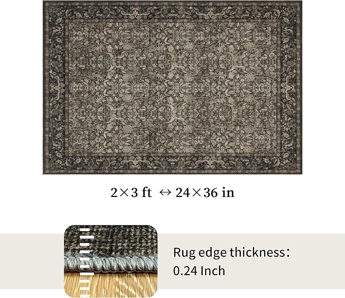Small Rug 2x3 for Entryway: Boho Floral Door Mat Indoor Entrance Washable - Image 2