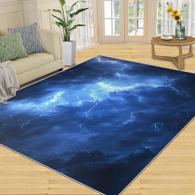 6x8 Dark Clouds Lightning Classroom Rugs - Image 3