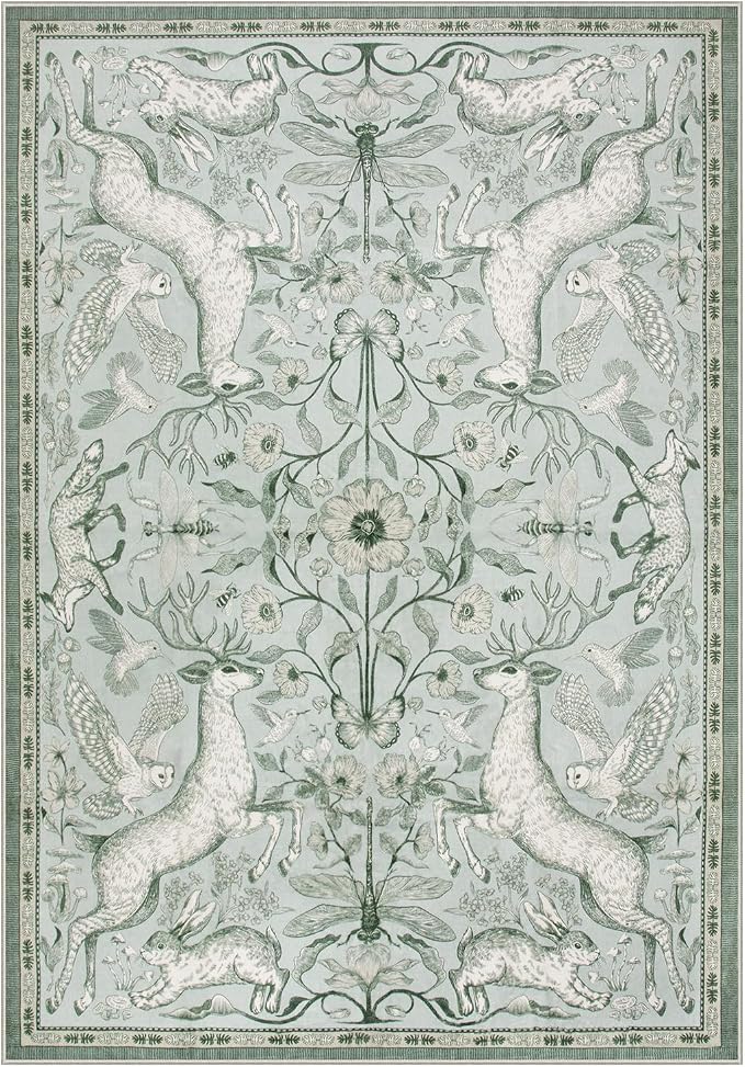 Lahome Boho Animal 6x9 Washable Living Room Area Rugs, Botanical Large Boho Non - Image 9