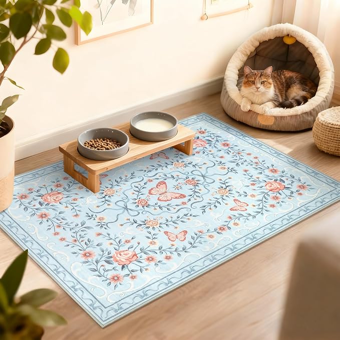 GarveeHome 2x3 Floral Area Rug Non Slip Entryway Mat Low Pile Stain Resistant - Image 8