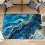 Blue Gold Marble Rugs for Bedroom by Unknown
