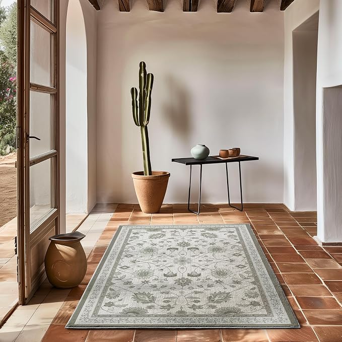 EVERGRACE Area Rugs for Living Room 3x5, Boho Floral Faux Wool Indoor Outdoor - Image 2