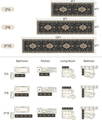 Area Rugs 2'x10' Washable Non-Slip, Floral Vintage Distress Print Pattern - Image 2