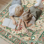 Area Rug 9x12 Washable Rug, Vintage Boho Medallion Rugs Non-Slip Soft Low Pile - Image 4