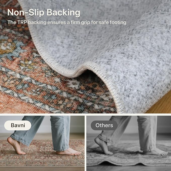 Bavni 3x5 Area Rug for Living Room Bedroom, Washable Boho Print Vintage - Image 6