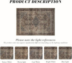 Area Rug 9×12, Large Vintage Boho Rug, Ultra-Soft Low Pile, Non Slip, Stain - Image 2