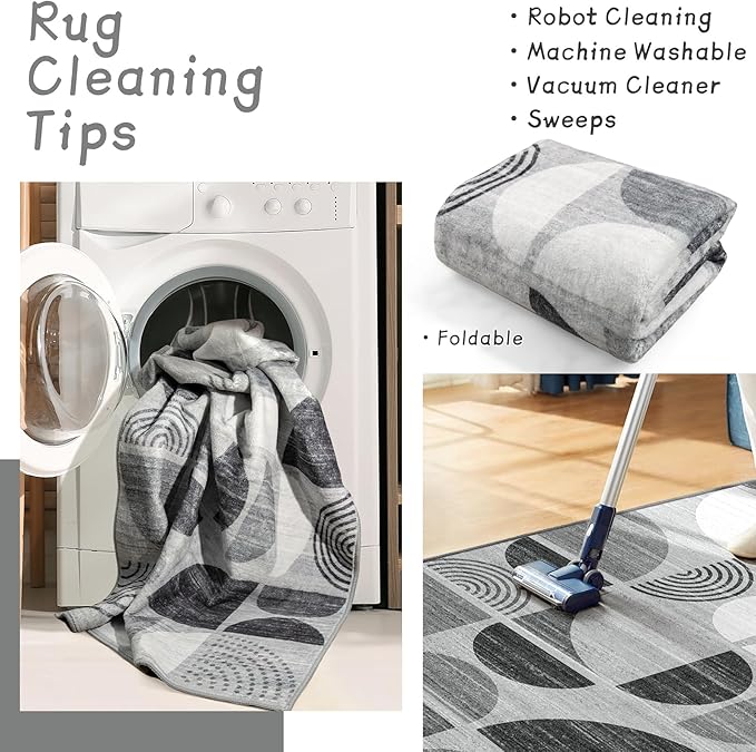 MUJOO Washable Rug Black, 4x6.5 Area Rugs - Image 3