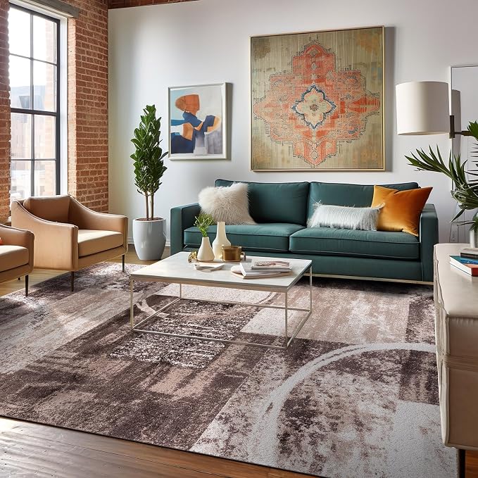 Rugshop Contemporary Abstract Circle Design Area Rug, Fade-Resistant Modern - Image 8