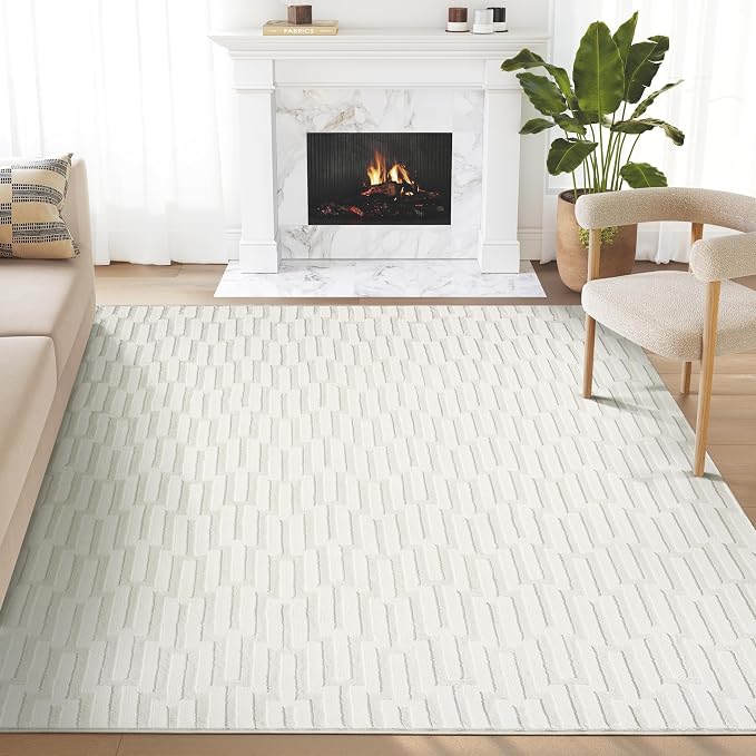 Abani Neutral Cream Area Rug for Living Room, Bedroom by Abani