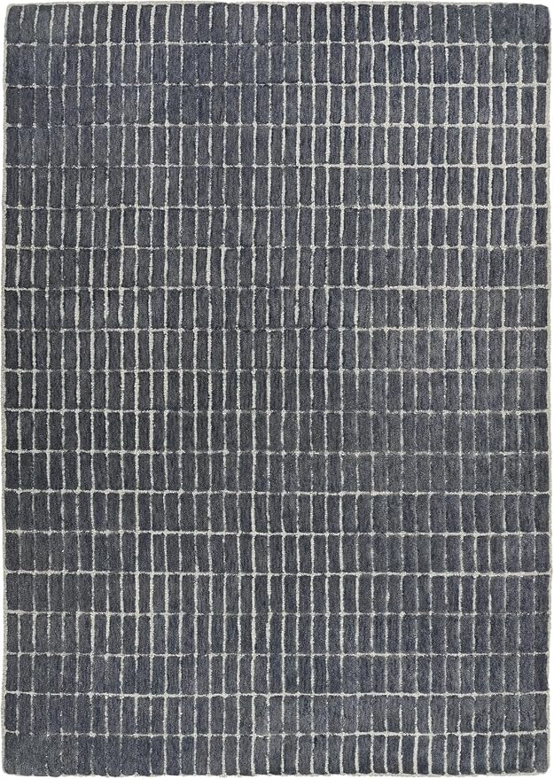 Hand-Tufted 100% Wool Area Rug – Unique Modern Geometric Grid Pattern, Soft by RestorationandRenovation