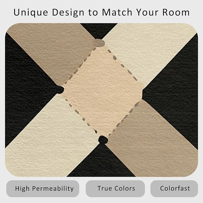 Washable 6x6 Modern Geometric Rug Living Room, Abstract Diamond Design Area Rugs - Image 4