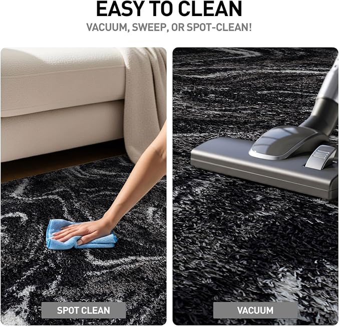 Rugshop Abstract Marble Shag Runner Rug Anthracite Dark Gray 2' 3" x 12' Great - Image 7