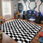 Checkered Rug for Living Room, 6x9 Black and White Area Rugs, Classic Checkered by Yongyangjuxi
