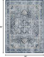 RUGGABLE Washable Vintage Area Rug – Kamran Admiral Blue 5x7, Stain-Resistant - Image 2