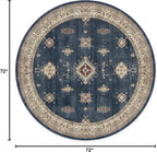 RUGGABLE Washable Vintage Area Rug – Verena Sapphire 6 ft Round, Stain-Resistant - Image 2