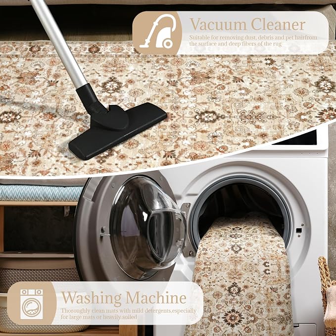 Washable 2'x3' Non Slip Rug Vintage Soft Low Pile Lightweight Boho Area Rugs - Image 9