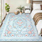 GarveeHome 3x5 Small Area Rug for Bedroom Floral Washable Rugs Non Slip Stain - Image 2
