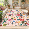 Floral 6x9 Area Rug Machine Washable Soft Print Boho Carpet Non Slip Doormat by RELEANY