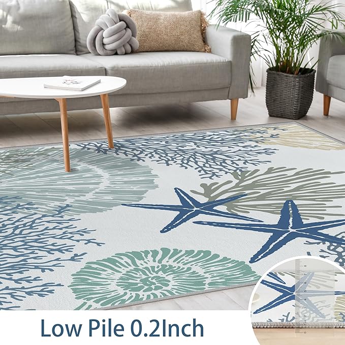 Tritard Coastal Area Rugs Nautical Beach Themed Non-Slip Machine Washable Rugs - Image 5