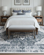 Area Rugs 10'x14' Washable Non-Slip, Floral Vintage Distress Print Pattern - Image 3