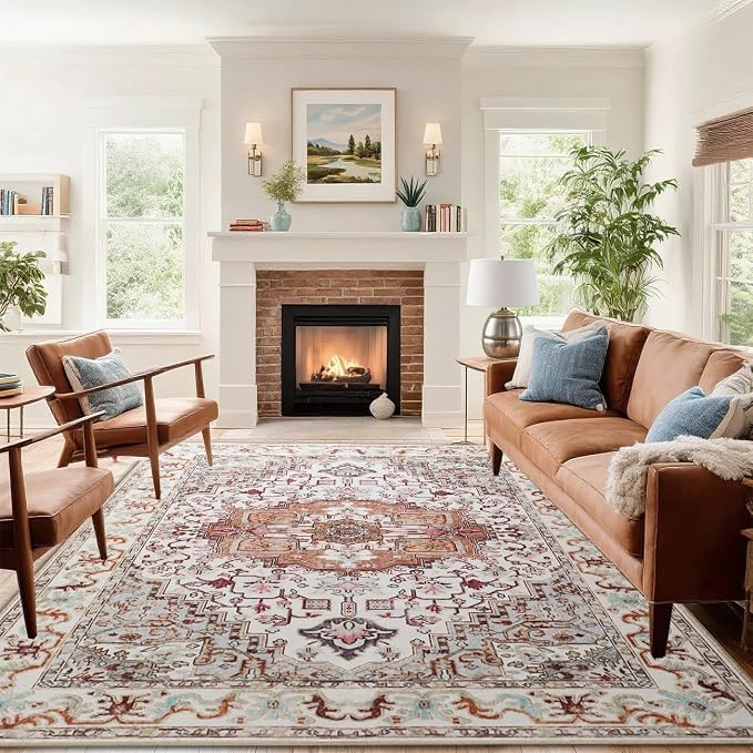 Large Area Rugs 6x9, Washable Vintage Rugs -Low Pile, Soft Plush Rugs - Image 2