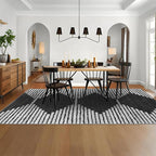 HelloTree Area Rug for Living Room 9x12 Washable Geometric Moroccan Rug Stripe - Image 3