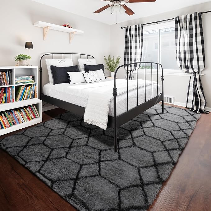 ONASAR 8x10 Area Rugs for Living Room, Fluffy Grey and Black Bedroom Rug - Image 7