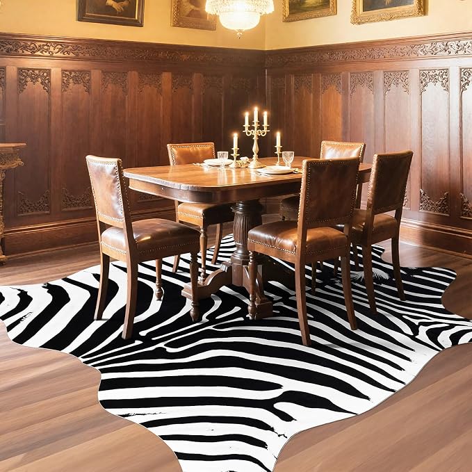 AROGAN Premium Faux Zebra Hide Rug 4.6 x 5.2 Feet, Sturdy and Large Size Bear - Image 6