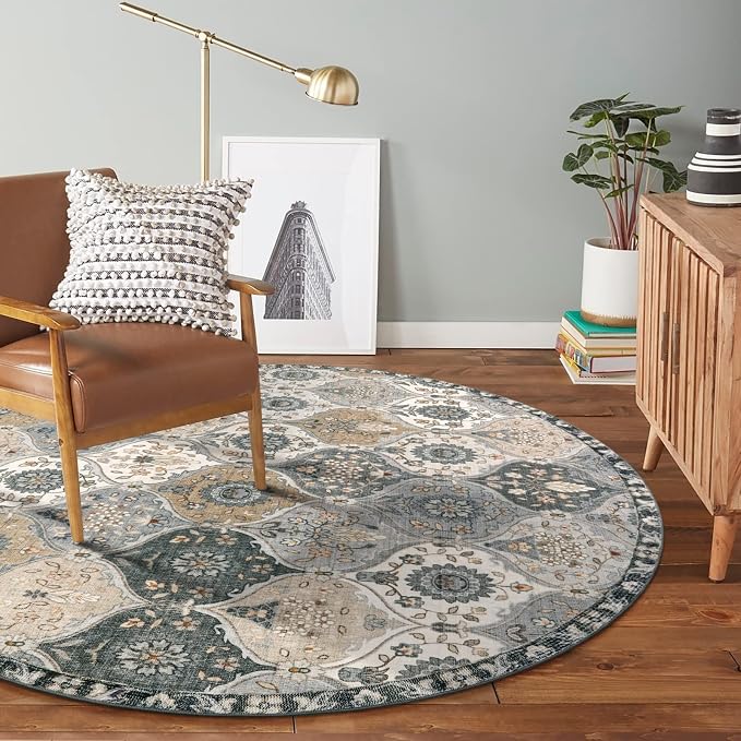 Lahome Moroccan Trellis Washable Round Area Rug, Soft Round Rugs 6ft Ultra-Thin - Image 5