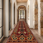 Burgundy Diamond Runner Rug, 2.6x7ft Hallway Runner Rugs - Image 4