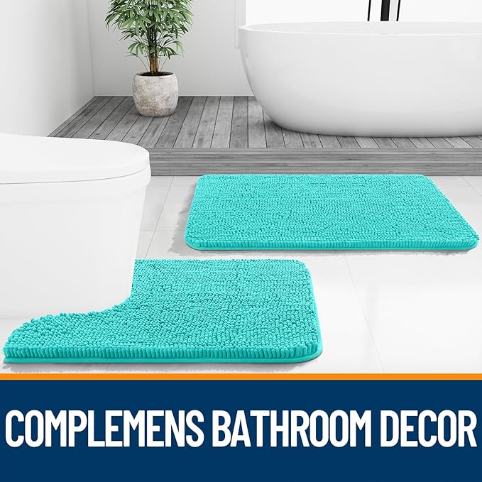 OLANLY Bathroom Rugs 40x32, Extra Soft Absorbent Chenille Bath Rugs, Rubber - Image 7
