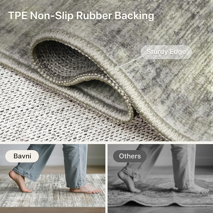 Bavni Rugs for Bedroom, Machine Washable Modern Rug Non-Slip, Foldable Simple - Image 5