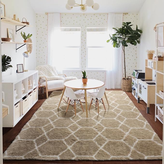 ONASAR Living Room Area Rug 6x9, Large Beige and White Geometric Floor Rugs - Image 7