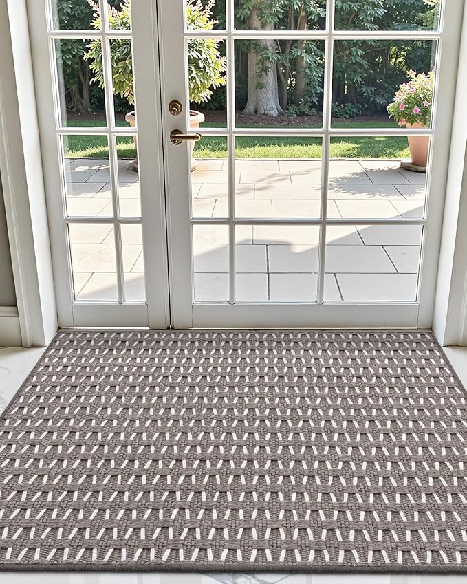 LUMI Handwoven Indoor Door Mat 24"x71", Non-Slip Low Profile Checkered Inside - Image 8