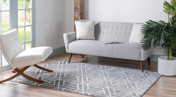 Rugs.com Lattice Trellis Collection Rug – 7' x 10' Gray Low-Pile Rug Perfect - Image 4