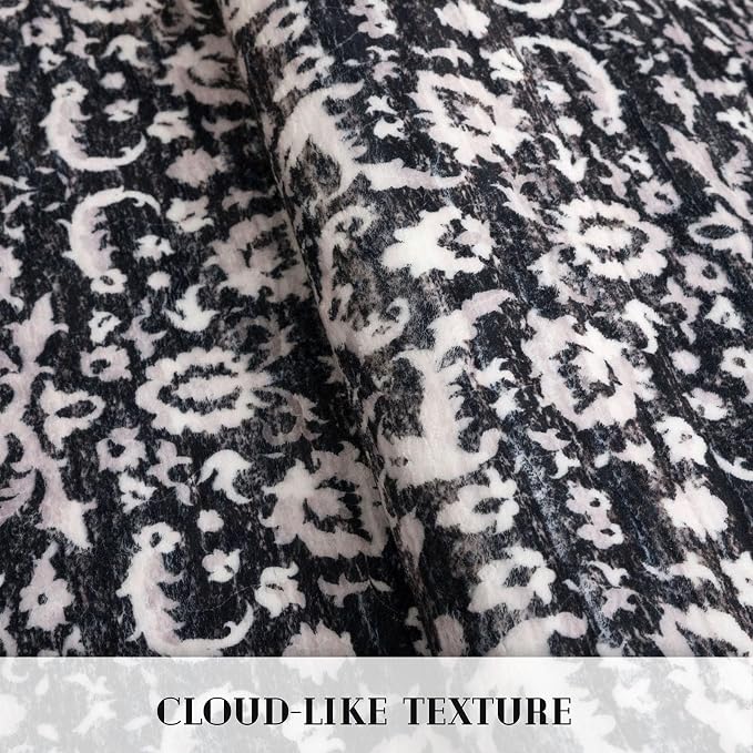 Vintage Floral 3x5 Rug, Thin Printed Faux Wool Low-Pile Kitchen Rugs Super Soft - Image 8