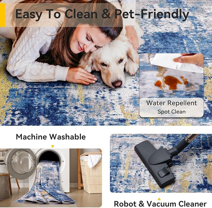 Washable Area Rugs 3'x5' Non-Slip Modern Abstract Soft - Image 4