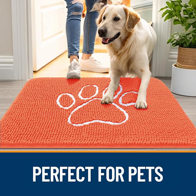 OLANLY Dog Door Mat for Muddy Paws 30x20, Paw Print Design, Absorbs Moisture - Image 6