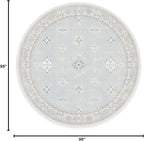 RUGGABLE Washable Vintage Area Rug – Verena Soft Blue 8 ft Round, - Image 3