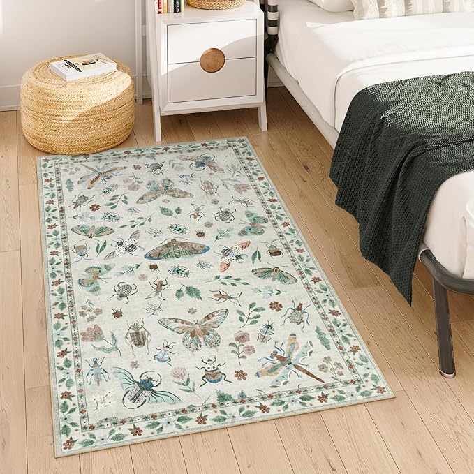 Lahome Insect Machine Washable Rug, 3x5 Rug Non Slip Soft Bedroom Rugs - Image 6