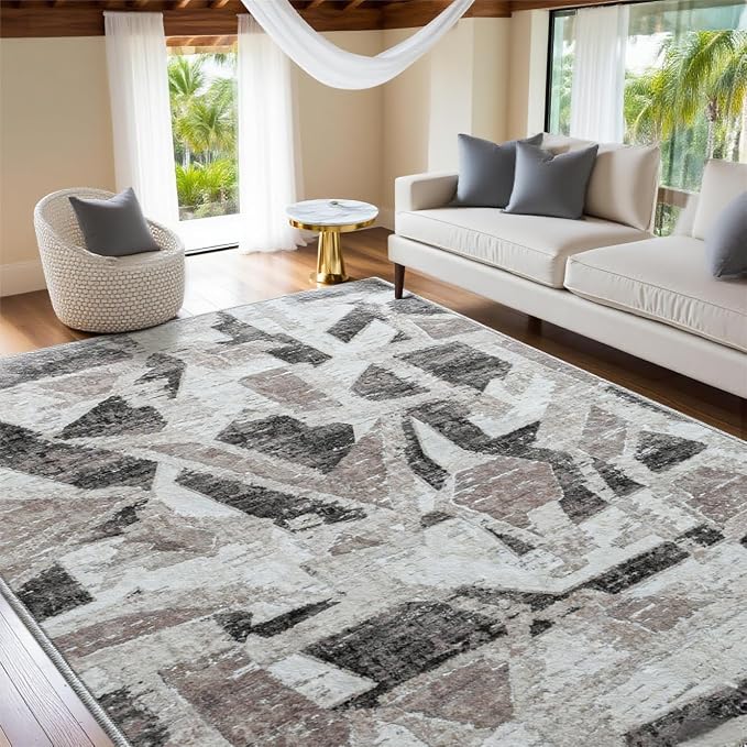 6X9 Area Rugs for Living Room Bedroom, Modern Abstract Large Carpet Washable by IGEMAEVE